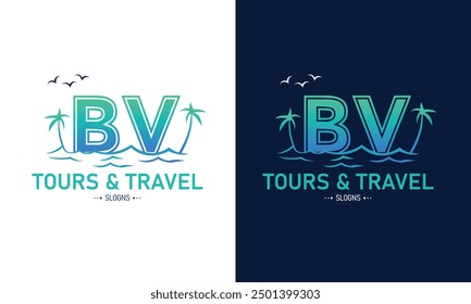 Abstrakter Buchstabe BV VB mit Reise-Logo-Design. Startsommer Reise Logo Symbol Vektor