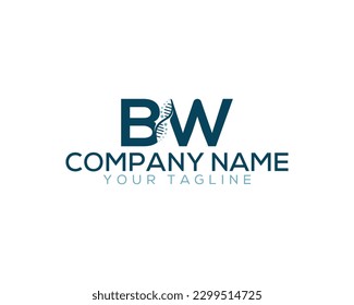 Abstract Letter BW DNA Biology Logo Concept. Creative Science, Laboratory and Biotechnology Vector Icon.