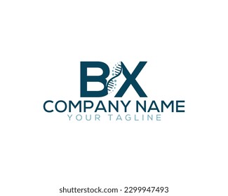 Abstract Letter BX DNA Biology Logo Concept. Creative Science, Laboratory and Biotechnology Vector Icon.