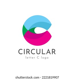 abstract letter C 3d multicolor initial vector logo design element