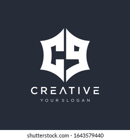Abstrakter Buchstabe C 9-Sterne-Hexagon einfache Logo-Symbol-Design-Vektorillustration. Logo Emblem Capital Letter Modern Template. Symbol für kreatives Minimalismus-Logo -VEKTORILLUSTRATION