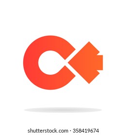 Abstract letter C and arrow logo template. Vector