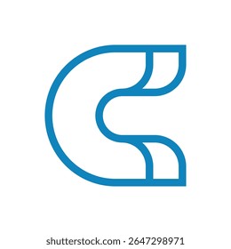 Abstract Letter C Blue Logo Design with Curving Geometric Shapes.