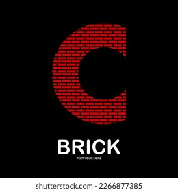 Abstract letter c with brick vector logo template. Suitable for business, web, corporate, building and art logotype. Also, use for growth and brick symbol