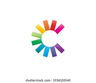 Letra abstracta C de líneas de gradiente brillantes, rayas. Plantilla de diseño de logotipo de icono de aplicación. Diseño del logotipo del icono del vector.