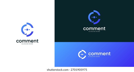 Abstract letter C with bubble chat logo design ideas. Unique vector Technology and communication based icon template.	
