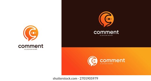 Abstract letter C with buble chat logo design inspiration. Unique vector combine communication and technology based icon template.	
