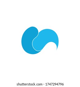 abstract letter c curves blue wave 3d flat design logo vector