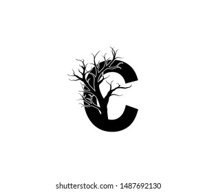 Abstract Letter C Dead Tree Logo Icon. 