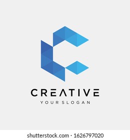 abstract letter C with digital technology concept. symbol for technology digital. - vector