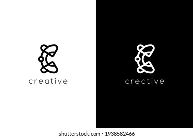 Abstract Letter C with dot connection logotype. Creative vector based icon template.	