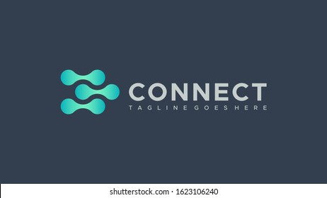 Abstract Letter C Dot Liquid Connection Technology Logo. Flat Vector Logo Design Template Element