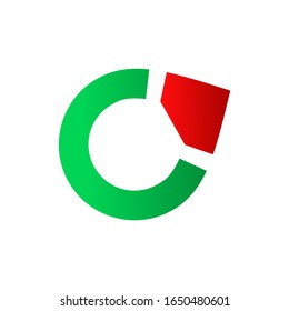 abstract letter c up forward direction logo