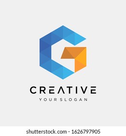abstract letter C G with arrow element. symbol for technology digital. - vector