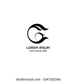 Abstract letter C or G logo vector design. Curve black symbol icon template.