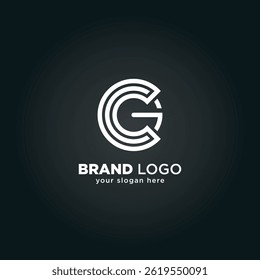 Abstract Letter C and G Monogram Logo with Black Background.