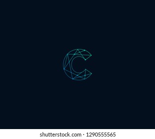 abstract letter C geometric logo designs template