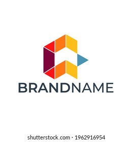 abstract letter c, geometric logo design, colorful logo design
