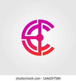 letra abstracta c logotipo de arco iris degradado