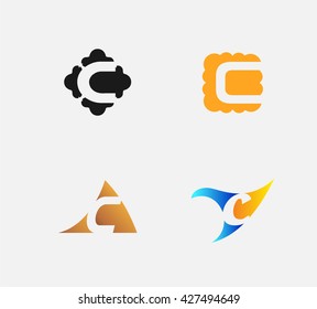Abstract Letter c Icon set, collection
