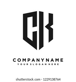 Abstract letter C K shield logo design template