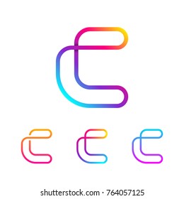 Abstract Letter C Line Monogram Colorful loops logotype, Circle shape, swirl spiral infinity logo symbol, Technology and digital connection