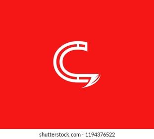 Abstract Letter C Linear Stripe Illusion Monogram Shape Logo