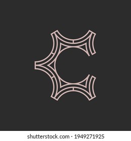 abstract letter C lines logo. editable and easy to custom