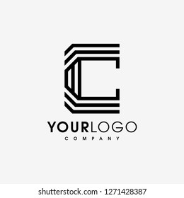 Abstract letter C logo design template. Line creative sign. Universal vector icon. - Vector