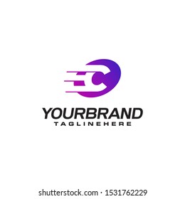 Abstract letter C logo design template,fast speed fire moving,quick energy sign