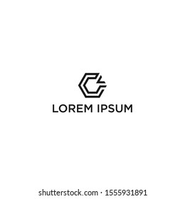 Abstract letter C logo design template, letter C in hexagon