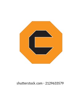 Abstract letter C logo design template. Colorful creative octagon sign. Universal vector icon.