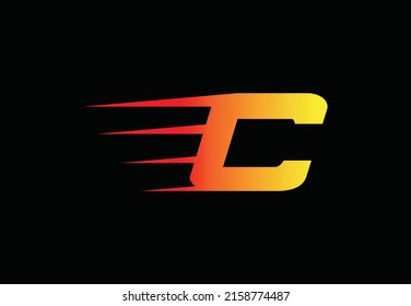 Abstrakter Buchstabe C Design-Vorlage für das Logo. Universelles Fire-Fire-Flammfarblogo mit hoher Geschwindigkeit