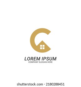 Abstract letter C logo design for real estate company. Property management logo vector element.