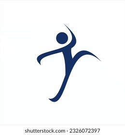 Abstract letter C logo design shapes man. Sport activity vector illustration..