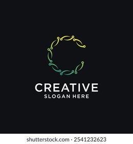 Diseño Abstractas del logotipo de la letra C, sistema del Vector del punto del diseño del logotipo de la letra C.