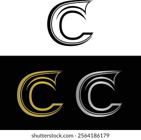 Abstract letter C logo design, letter C monogram