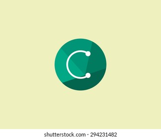 Abstract letter C logo design template. Dot, line, color creative sign. Universal vector icon.