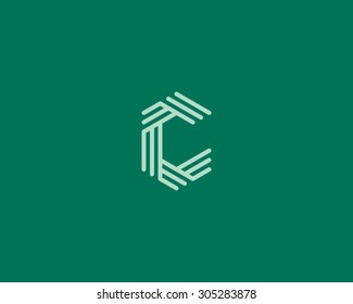 Abstract Letter C logo design template. Line vector symbol. Premium elegant sign mark icon