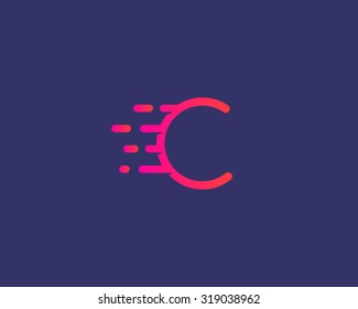 Abstract letter C logo design template.  Dynamic vector unusual line font. Universal fast speed fire moving water quick energy drop icon symbol mark.
