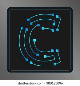 Abstract letter C  logo design template,technology,electronics,digital,dot connection cross vector logo icon logotype