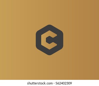 Abstract letter C logo design template. Creative hexagon sign mark. Universal vector icon logotype.