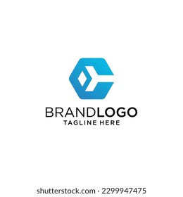 Abstract letter C logo icon design modern minimal style illustration. Hexagon alphabet emblem sign symbol mark logotype