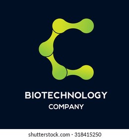 Abstract letter C logo icon vector design.biotechnology molecule atom dna chip symbol.Medicine,science,technology,laboratory,electronics logotype