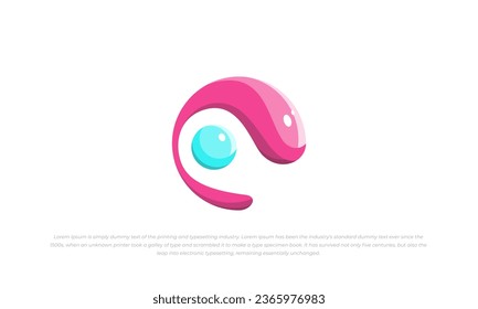 monograma del logotipo de la letra abstracta C con un estilo brillante de color rosa y azul