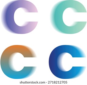 Conjunto de logotipo de letra C Abstractas. Formas circulares de gradiente suave para una marca moderna. Diseño de icono de alfabeto mínimo para la identidad digital.