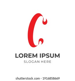 abstract letter C logo template flat red color style
