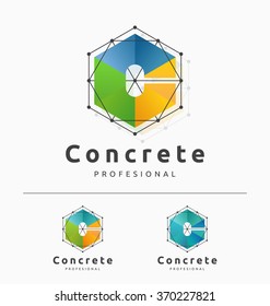 Abstract letter C Logo template design with cube and structure. Vector illustration
