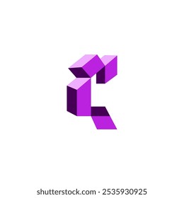 Logotipo abstracto de la letra C con estilo de diseño plano tridimensional