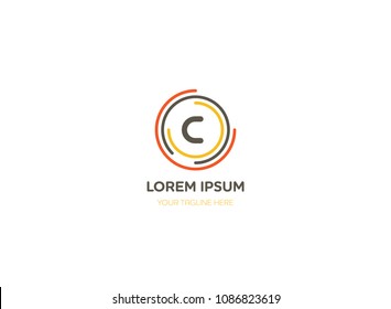 Abstract letter C logo vector design. Icon technology and circle concept template.